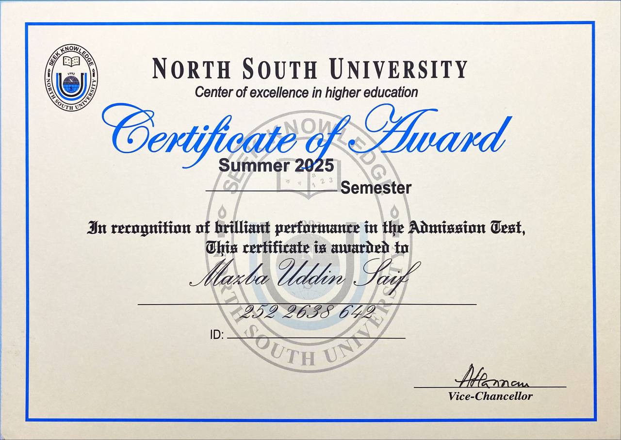 NSU — Admission Test Award
