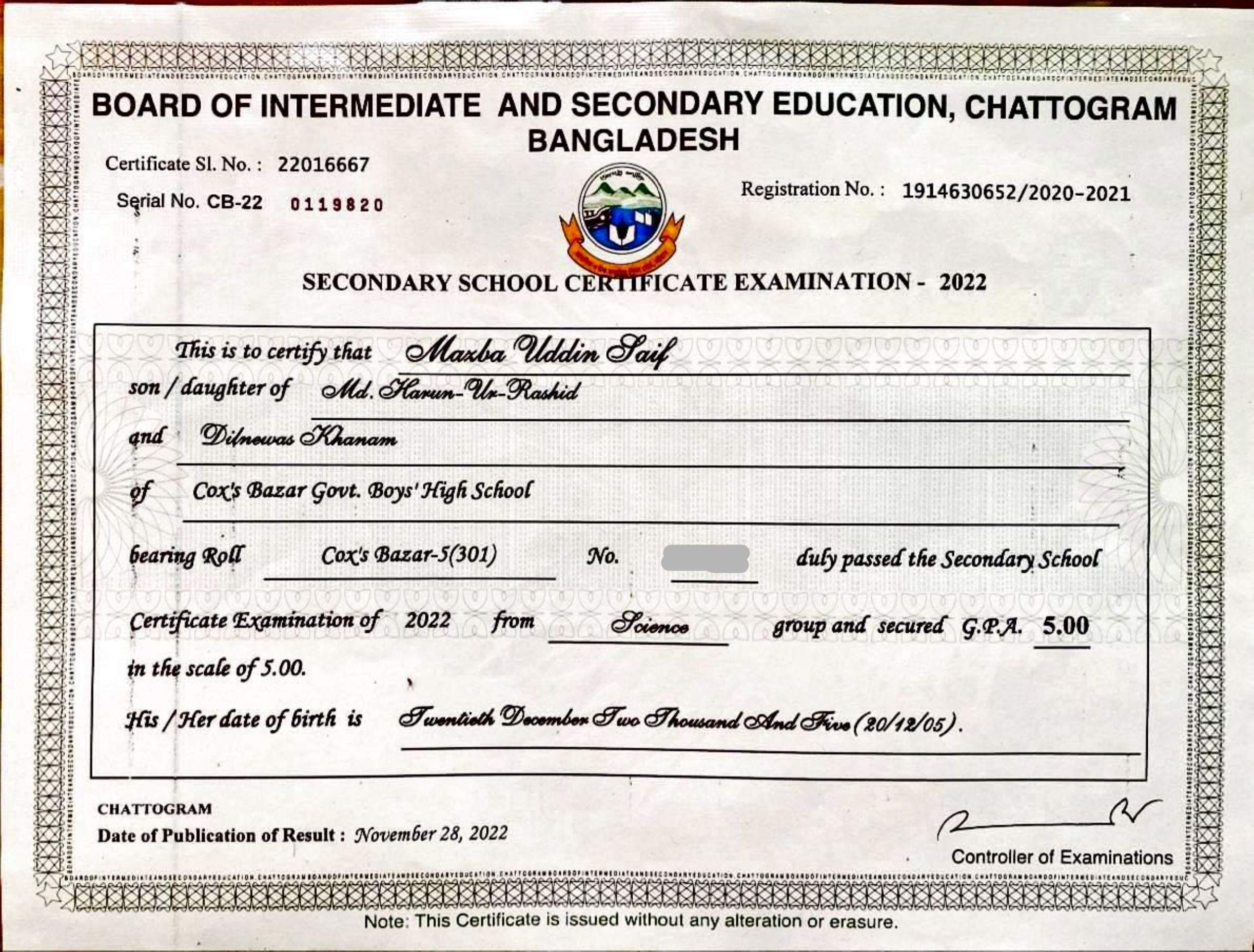 SSC — GPA 5.00